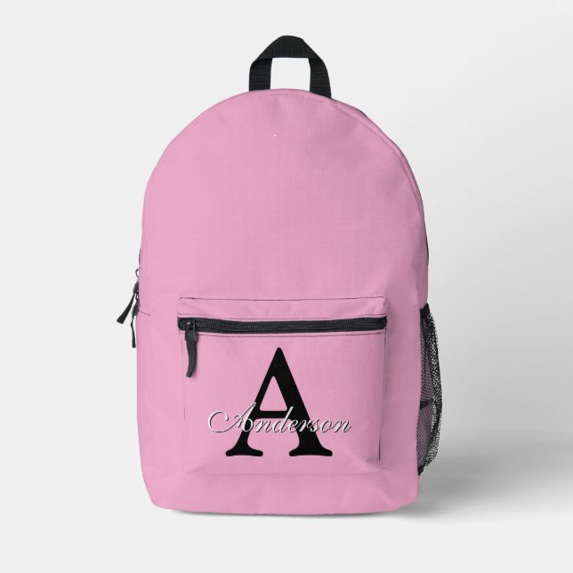 Mochila Impresa Personalized Name Monogram Pink Background (Anverso)