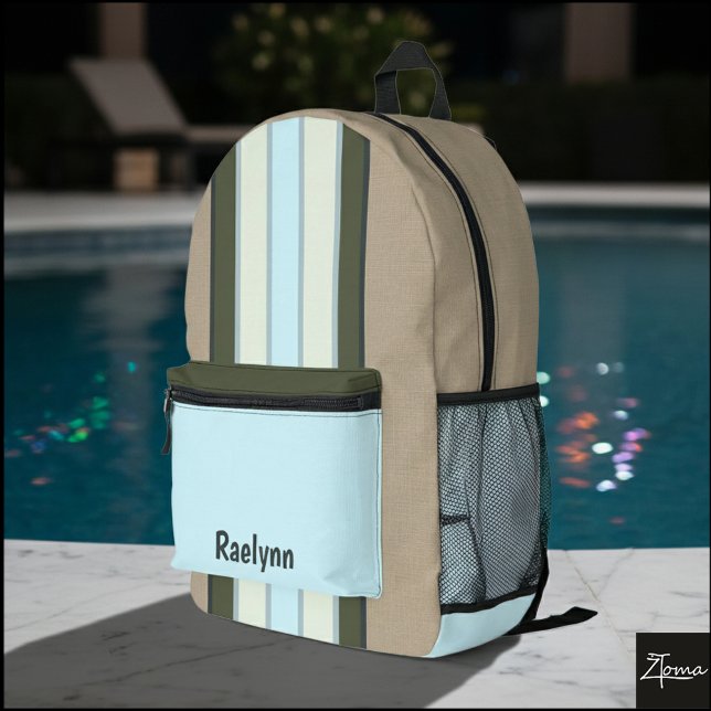 Mochila Impresa Personalized name, Vertical stripes, Burlap  (Subido por el creador)