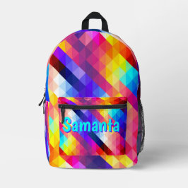 Mochila Impresa Personalized Neon Backpack | Abstract Rainbow Kids