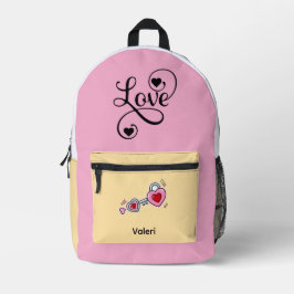 Mochila Impresa Personalized Pink Backpack with "Love" & Heart Key