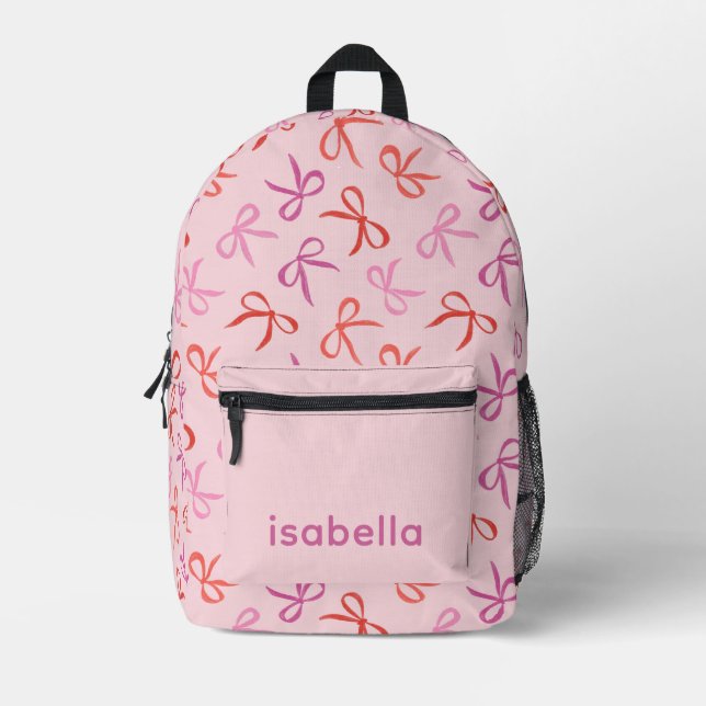 Mochila Impresa Personalized Pink Bows Girl Backpack (Anverso)