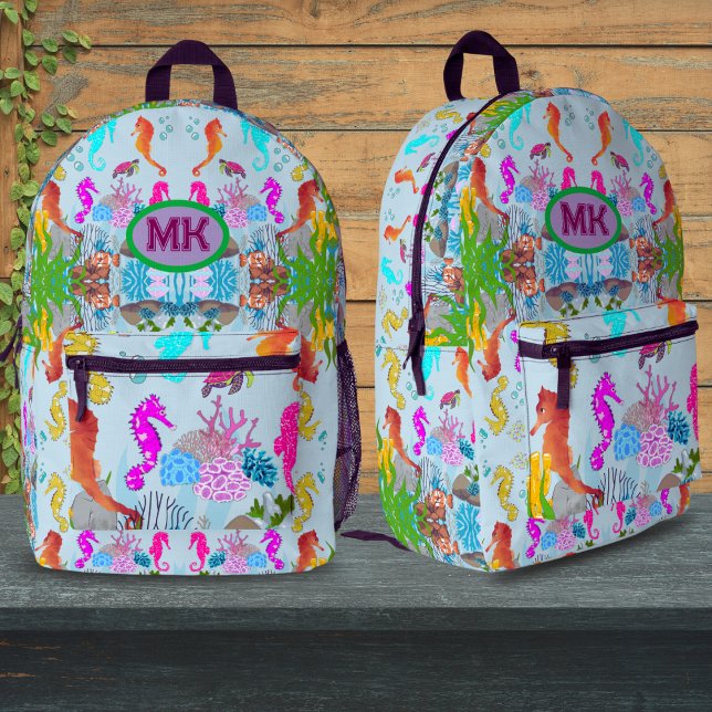Mochila Impresa Personalized Seahorse Ocean Kids Backpack, Custom  (Subido por el creador)