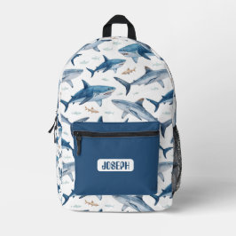 Mochila Impresa Personalized Shark Pattern Backpack for Boys