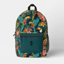 Mochila Impresa Personalized Tropical Jungle Parrot & Toucan Backp