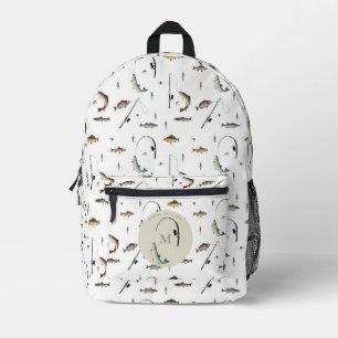 Mochila Impresa Pesca Pesca Rod & Reel Fish Tema Pescador Monogram