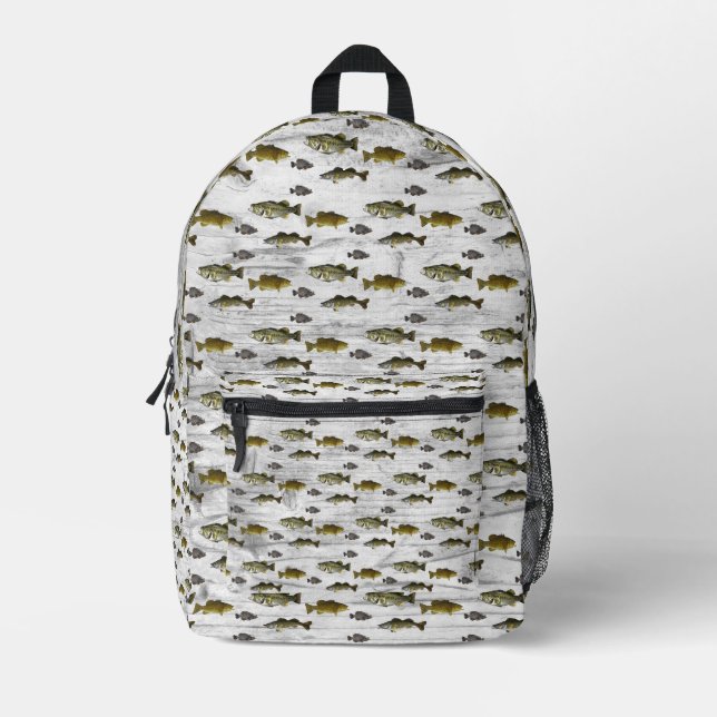Mochila Impresa Pesca temática Walleye Bass Crappie Angler Hombres (Anverso)