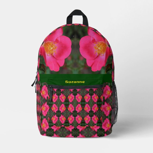 Mochila Impresa Pétalos rosados Floral personalizada (Anverso)