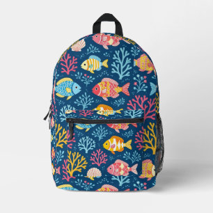 Mochila Impresa Pez y coral azul náutico