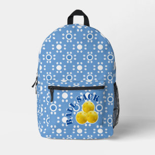 Mochila Impresa Pickleball Ball Sack Blue White Polka Dots Amarill