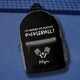Mochila Impresa Pickleball Divertido Deporte Cuto Nombre Personali