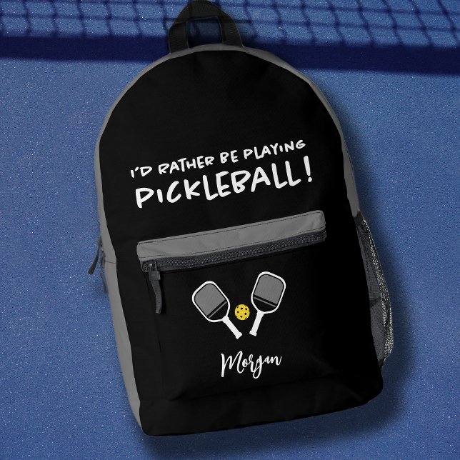 Mochila Impresa Pickleball Divertido Deportes Bonito Nombre Person (Pickleball Funny Sports Cute Custom Name Black Printed Backpack)