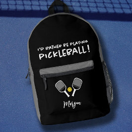 Mochila Impresa Pickleball Funny Deportes Cuadros Nombre Personali