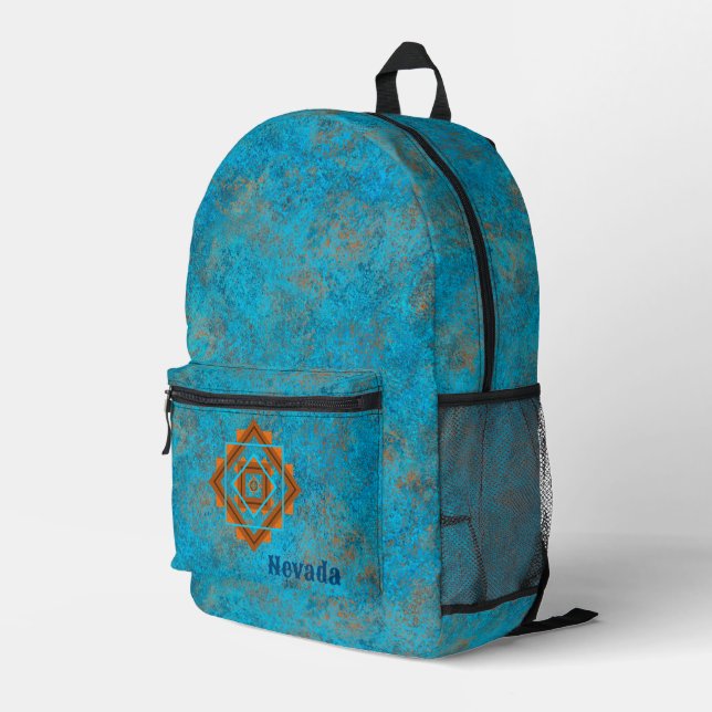 Mochila Impresa Picos de montaña del suroeste Turquesa personaliza (Esquina derecha trasera )