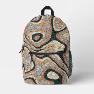 Mochila Impresa Piedra de Cuarzo Abstracta Vintage Natural