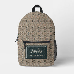 Mochila Impresa Piedra de Cuarzo Abstracta Vintage Personalizada N