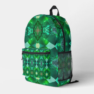 Mochila Impresa Piedra preciosa verde esmeralda mágica mística tri