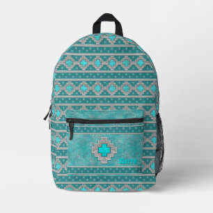 Mochila Impresa Piedra Turquesa del Suroeste Geométrica Personaliz