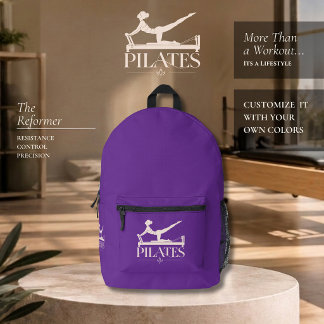 Mochila Impresa Pilates Reformer-Morado y Rosa Pálido