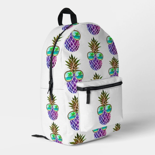 Mochila Impresa Piña púrpura rosa tropical (Esquina izquierda trasera)