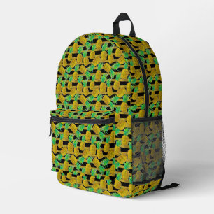 Mochila Impresa Piñas Doradas En Rayas