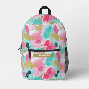 Mochila Impresa Pinceles abstractos coloridos - Tinta y rosa (1)