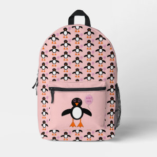 Mochila Impresa Pingüino Rosa