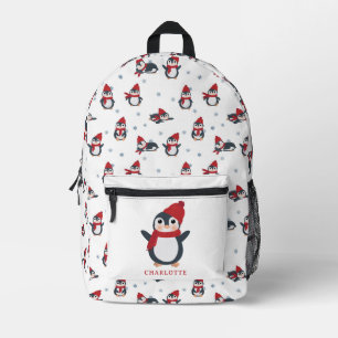 Mochila Impresa Pingüinos Cutos Aves de Invierno Animales Árticos