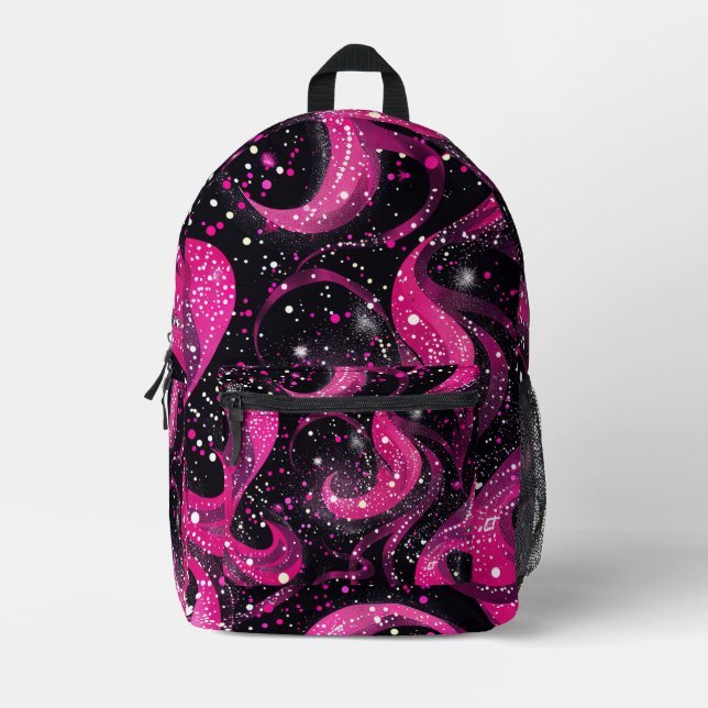 Mochila Impresa Pink And Black Swirls (Anverso)