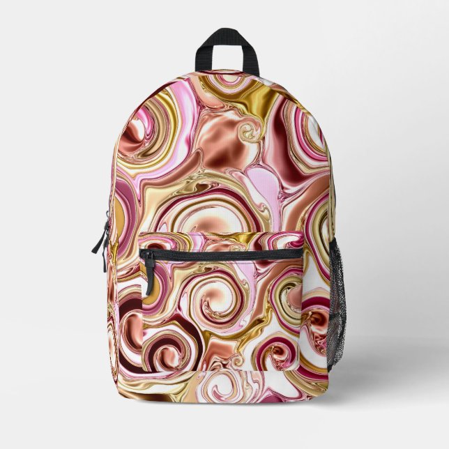Mochila Impresa Pink and Gold Swirls (Anverso)