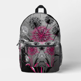 Mochila Impresa Pink Black and White Dandelions Print Cut Sew Bag