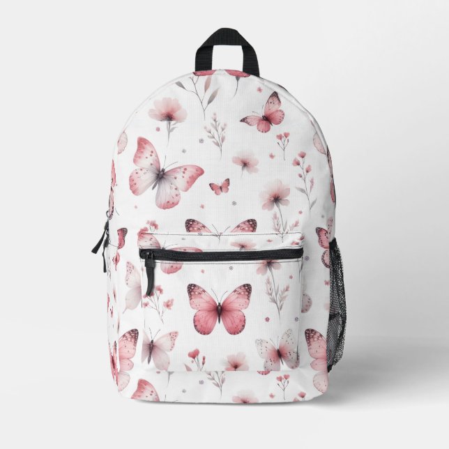 Mochila Impresa Pink Butterflies  (Anverso)