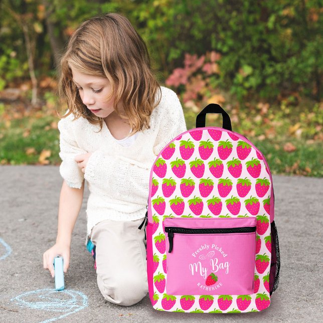 Mochila Impresa Pink de fresa (Sweet Strawberry Design Backpack. Suitable for kids who love strawberry.)