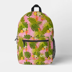 Mochila Impresa Pink del jardín de follaje tropical