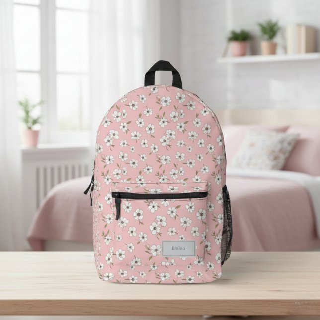 Mochila Impresa Pink Floral Backpack for Women, Personalized (Subido por el creador)