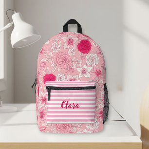 Mochila Impresa Pink Floral Backpack Personalized with Name - Girl