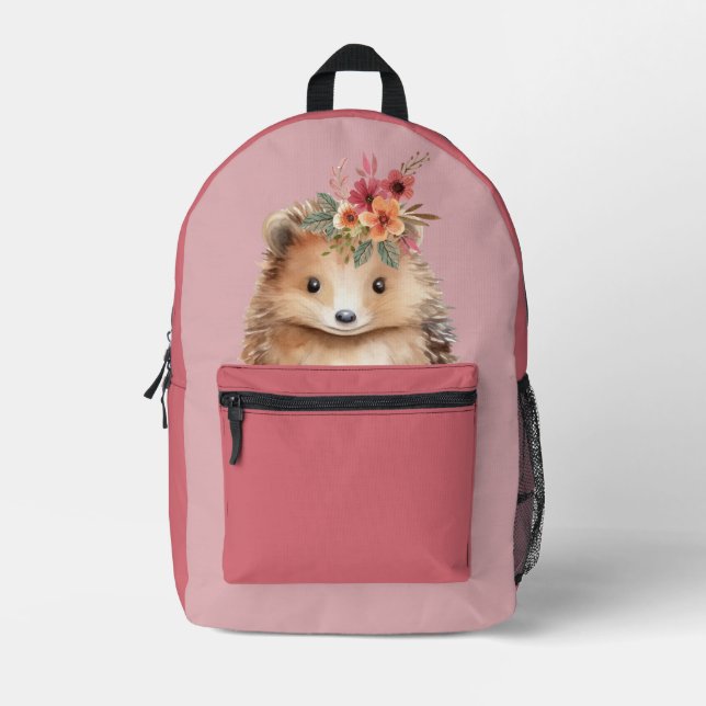 Mochila Impresa Pink Girly Hedgehog (Anverso)