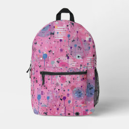 Mochila Impresa Pink Maximalist Abstract Art 