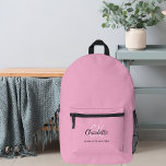 Mochila Impresa Pink name monogram<br><div class="desc">A light pink background,  black and golden text.  
Personalize and add your first name,  monogram initials and full name.</div>