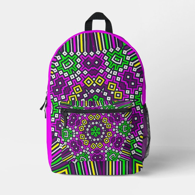 Mochila Impresa Pink Purple Green All over print Backpack (Anverso)