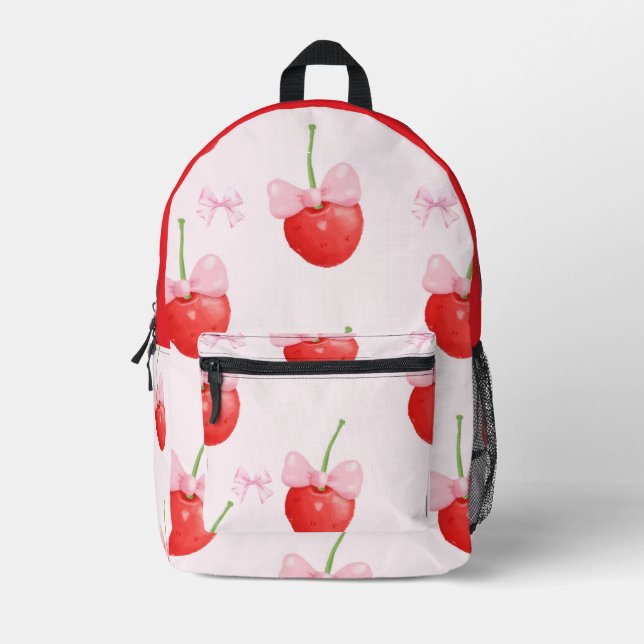 MOCHILA IMPRESA PINK RED CHERRIES BACK TO SCHOOL (Anverso)