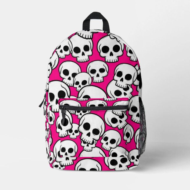 Mochila Impresa Pink Skull Pattern Backpack (Anverso)