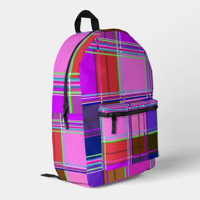 Mochila Impresa Pink tartan Fabric Pattern Cloth Madras (Esquina izquierda trasera)