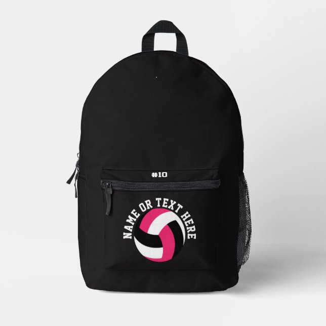 Mochila Impresa Pink Volleyball Backpack Team Number School Player (Anverso)