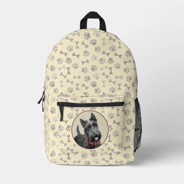 Mochila Impresa Pintado Terrier Escocés - Arte Perro Original (Anverso)