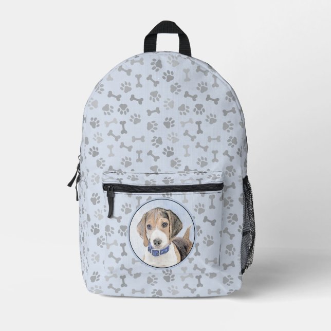 Mochila Impresa Pintura Beagle - Arte Perro Original Cuto (Anverso)