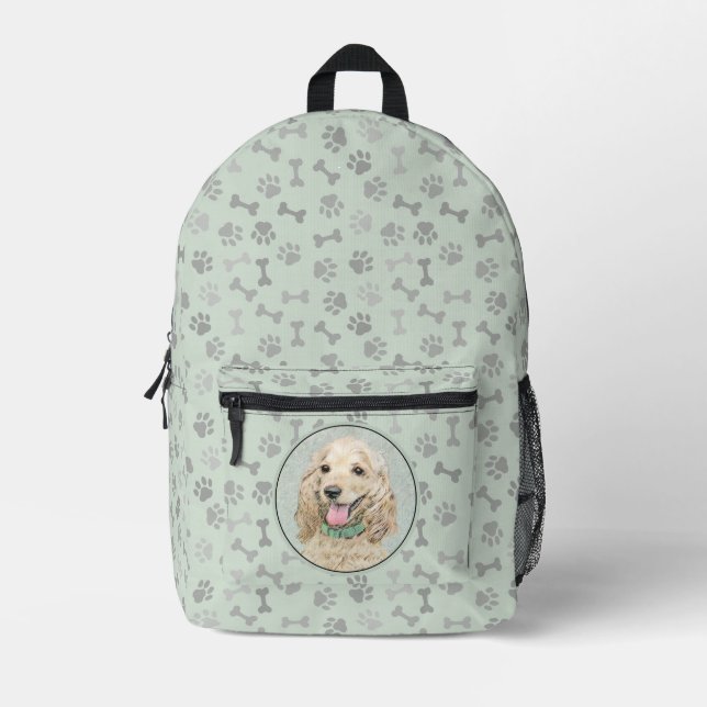 Mochila Impresa Pintura Buff de Cocker Spaniel - Arte Perro Origin (Anverso)