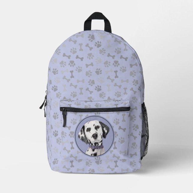 Mochila Impresa Pintura dálmata - Arte de perro original (Anverso)