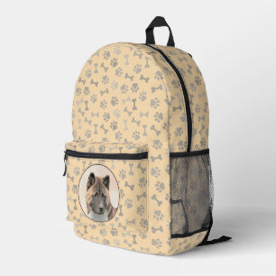 Mochila Impresa Pintura de Akita - Arte de Perro Original.