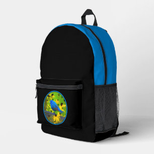 Mochila Impresa Pintura de amarre índigo - Arte original de aves s