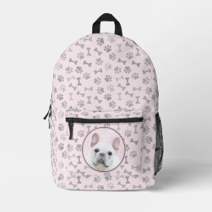 Mochila Impresa Pintura de Bulldog francés (crema/blanco) - Arte d
